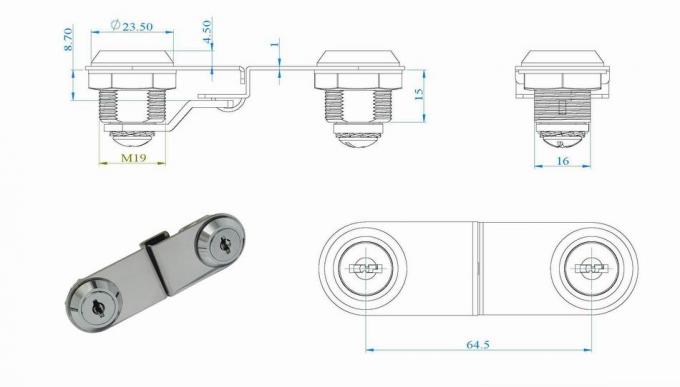 225 Cabinet Swing Glass Door Lock For Double Doors