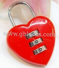 China red heart shape Travel combination lock for Wedding Gifts supplier