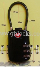 China 3 Dial TSA Wire Luggage Combination Lock supplier