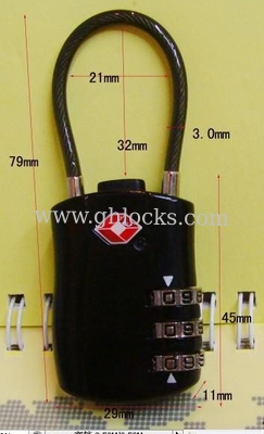 3 Dial TSA Wire Luggage Combination Lock supplier