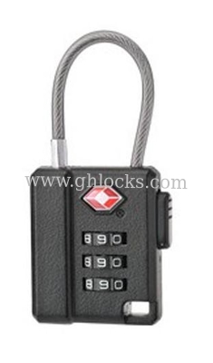 3 digital Plastic ABS TSA combination padlock with Cable supplier