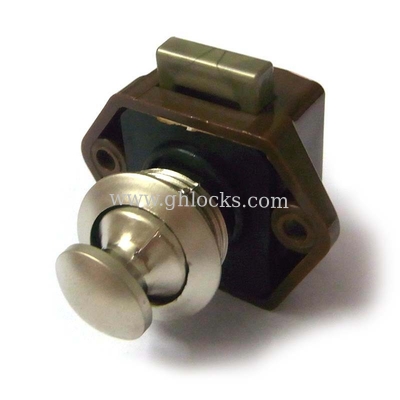 Brown Base Caravan lock Plastic motor home push button cabinet latch Cupboard push button supplier