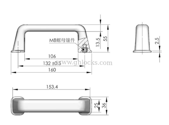 LS505 PP Polyethylene cabinet handles french door handles upvc door handles supplier