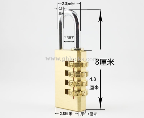 4 Digital English Letter Brass Combination padLock big Size English alphabet Brass PadLock supplier